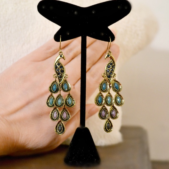 Peacock Earrings - Picture 2 of 3